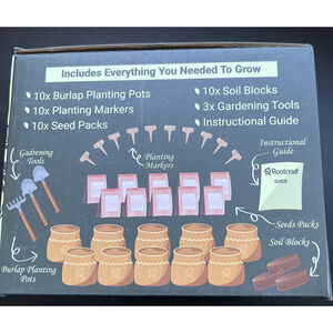 Rootcraft Window Herb Garden Grow Kit 10 Burlap Seed Starter Pots Organic Seeds